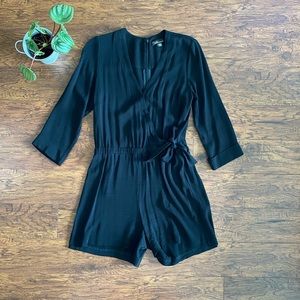 Dalia Black Romper with bow tie waist